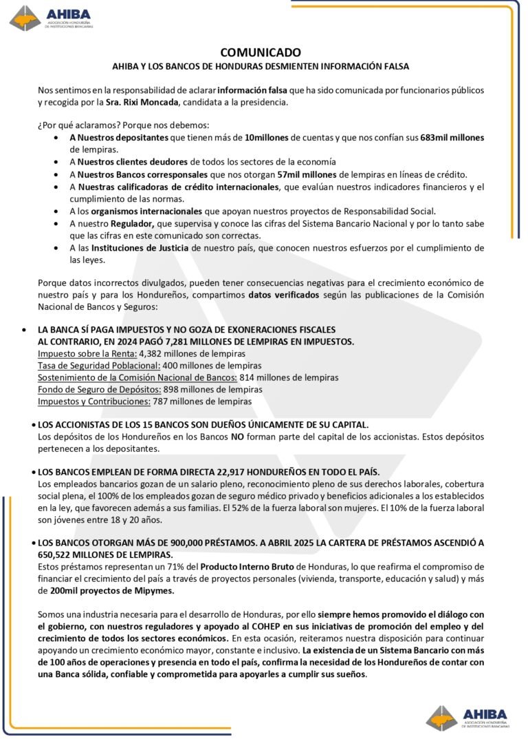AHIBA La banca paga impuestos y no goza de exoneraciones fiscales