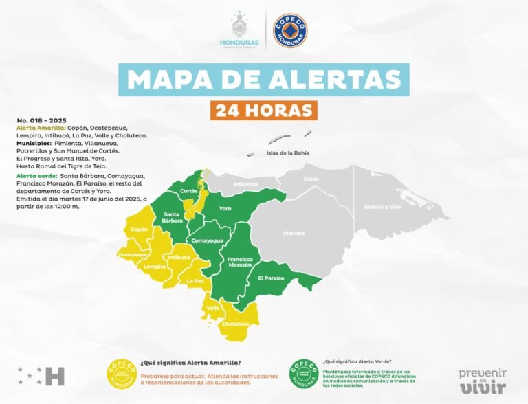 Copeco eleva a alerta amarilla a siete departamentos y municipios aledanos al rio Ulua