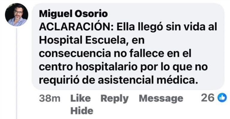 Hospital Escuela aclara que Mayra Tercero ya no presentaba signos vitales al llegar 1 Portavoz del Hospital Escuela