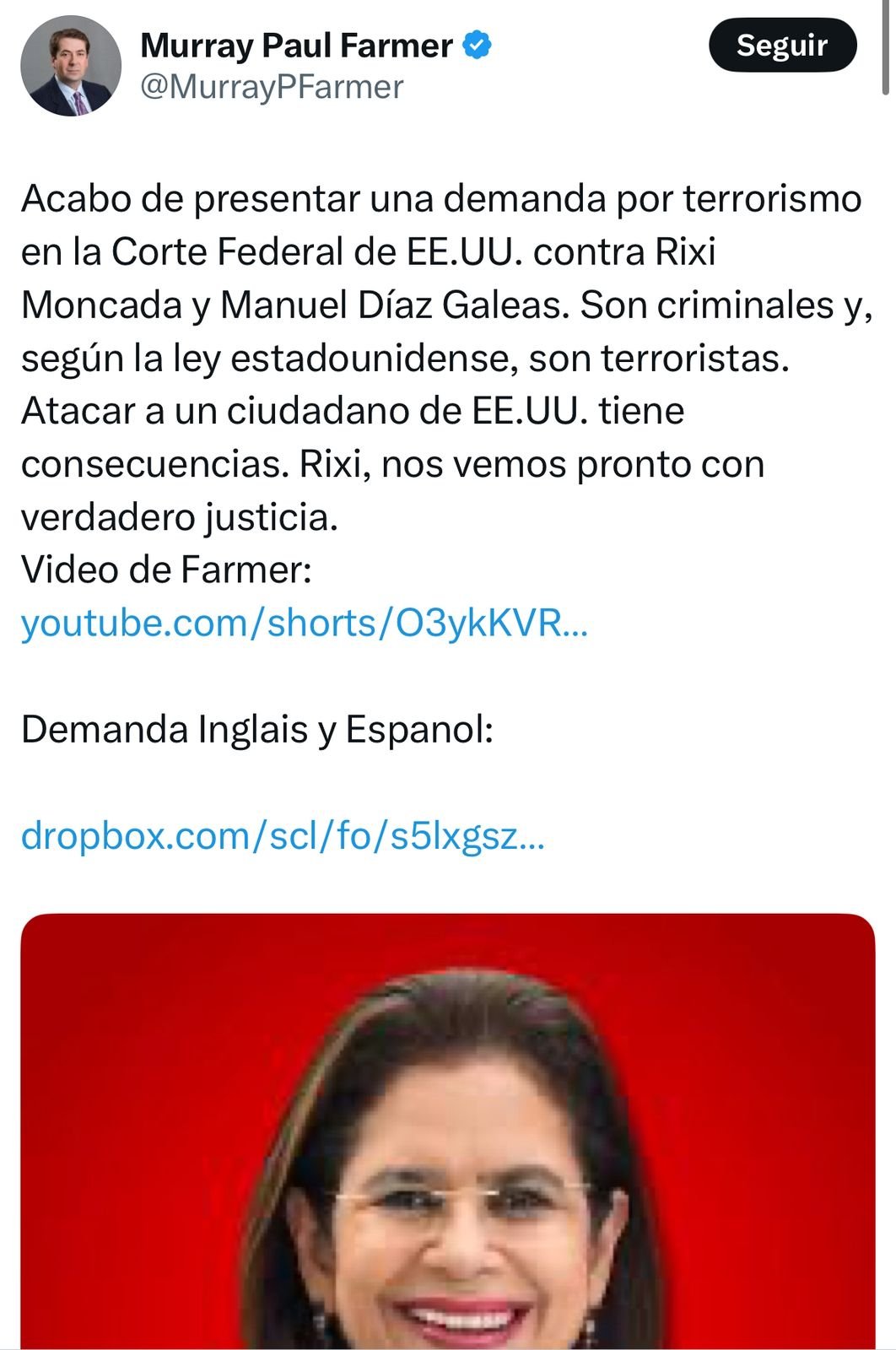 Empresario estadounidense acusa de terrorismo a Rixi Moncada y procurador Manuel Díaz Gáleas 1 WhatsApp Image 2025 07 31 at 2.16.56 PM