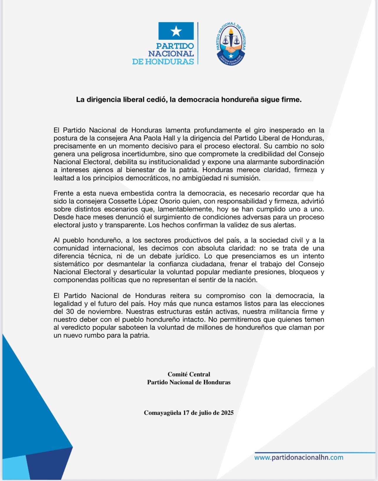 Partido Nacional: “La democracia sigue firme pese a retroceso liberal” 1 ab373973 7556 4aef a6e4 6c6ee7992eb6