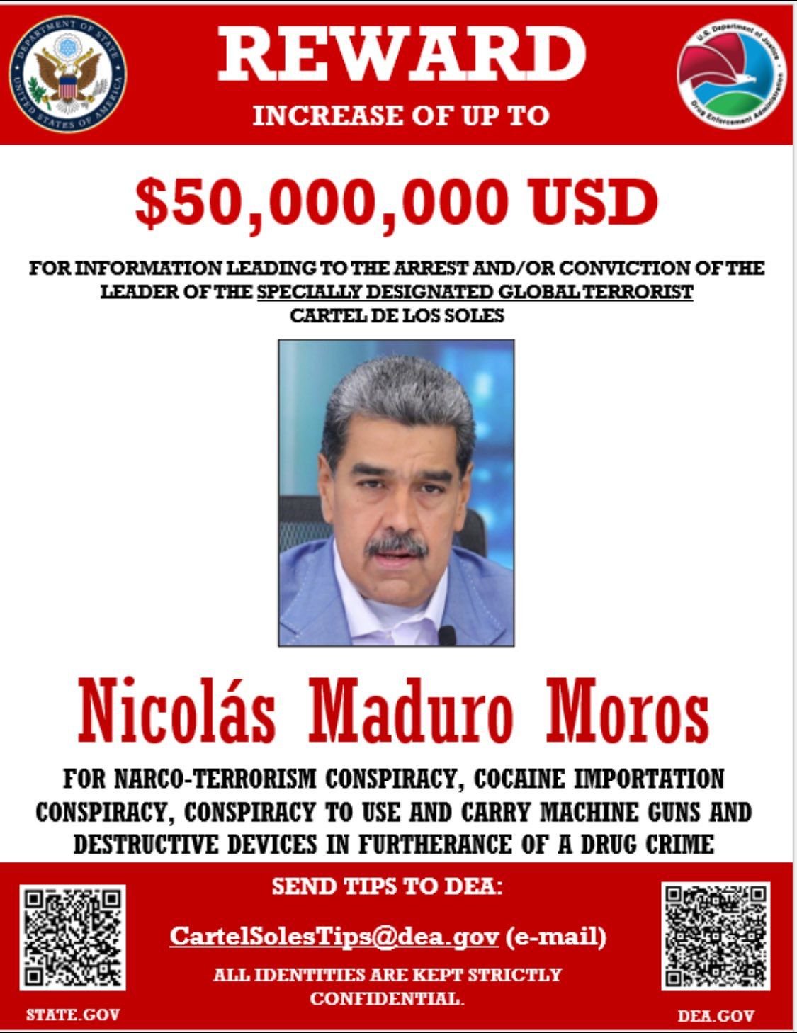 EE.UU. eleva a 50 millones la recompensa por Nicolás Maduro y lo acusa de narcotráfico 1 WhatsApp Image 2025 08 09 at 9.06.40 AM