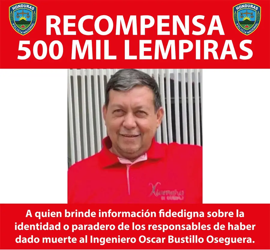 Gobierno ofrece L500 mil por información sobre asesinato del candidato Óscar Bustillo 1 recompensa Oscar Bustillo Oseguera.jpg
