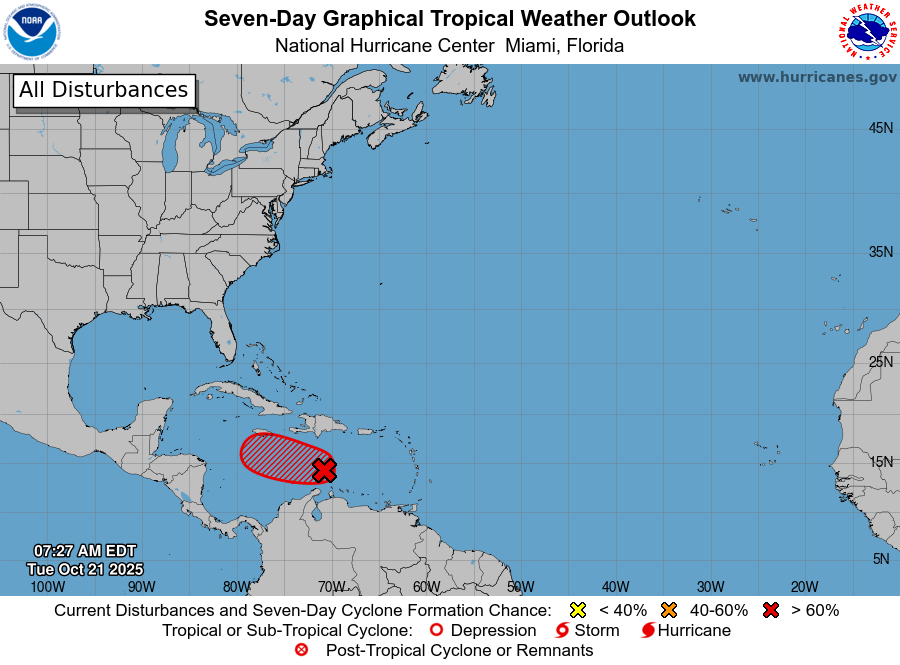 CNH advierte posible formación de tormenta tropical en el Caribe en las próximas horas 1 onda tropical formada.png