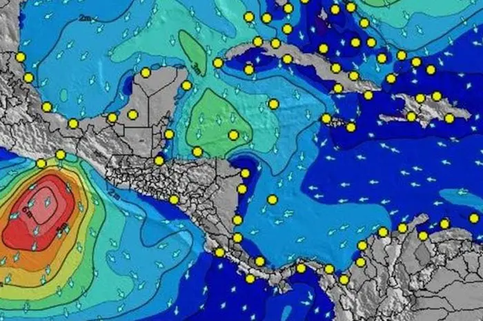 Oleaje alto y fuertes vientos ponen en alerta al Caribe hondureño 2 mapa frente frio.jpg